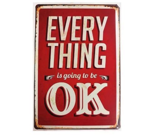 K428 新品●ブリキ看板 アメリカ雑貨 EVERYTHING IS OK お店 装飾 バー インテリア レトロ アンティーク