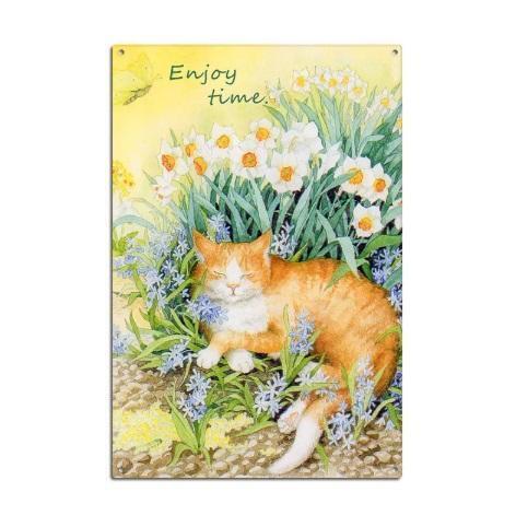 K87 新品●ブリキ看板 かわいい ねこ 猫 CAT インテリアに アメリカ雑貨 ビンテージ レトロ アンティーク
