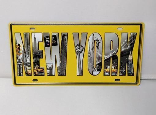 K23 新品●アメリカン雑貨 ブリキ看板 アメリカ ニューヨーク NEW YORK USA ナンバープレート型 レトロ アンティーク ビンテージ