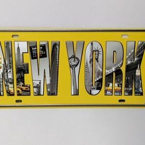 K23 新品●アメリカン雑貨 ブリキ看板 アメリカ ニューヨーク NEW YORK USA ナンバープレート型 アンティーク レトロ ビンテージ