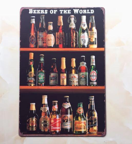 K432 新品●アメリカ雑貨 ブリキ看板 いろいろな種類のビール Beer おしゃれ かっこいい インテリアに レトロ アンティーク ビンテージ