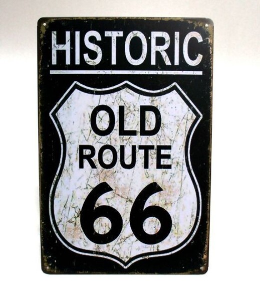 K01 新品●ROUTE66 ブラック 縦 アメリカ雑貨 ブリキ看板 おしゃれ かっこいい インテリアに レトロ ビンテージ アンティーク