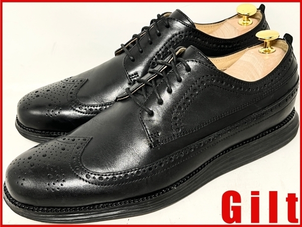即決★良品 COLE HAAN GRAND★10M=約27.5cm レザーウイングチップシューズ コールハーン 黒 ブラック ビジネス ドレス 本革 革靴