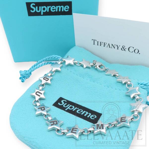 希少 美品 Tiffany&Co. ティファニー シュプリーム パフ スター シルバー メンズ ブレスレット Ag925 Supreme TO31B