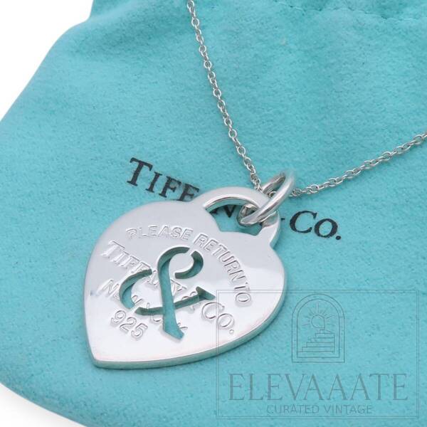 極希少 美品 Tiffany&Co. ティファニー ラージ リターントゥ ハート & カット アウト シルバー ネックレス SV925 TO34B