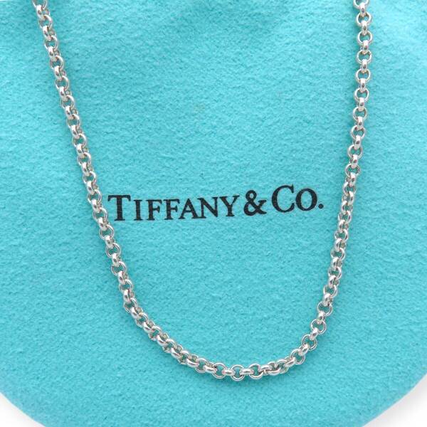 希少 美品 Tiffany&Co. ティファニー ミディアム ラージ シルバー メンズ ネックレス チェーン SV Ag925 50㎝ RP104