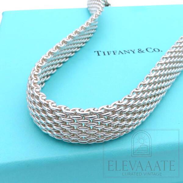 希少 美品 Tiffany&Co. ティファニー メッシュ シルバー チョーカー ネックレス SV925 サマセット TO37