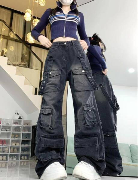 ストリート カーゴパンツ デニム ボトムス パンツ 韓国 バギージーンズ Y2K
