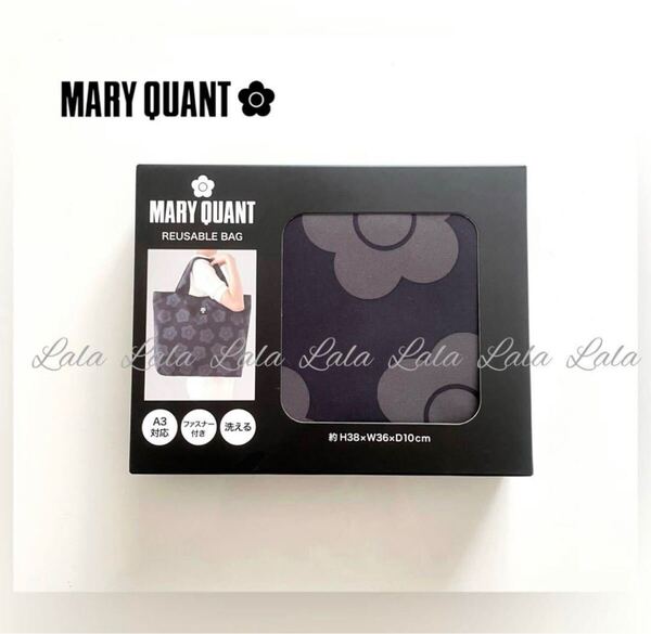【新品】MARY QUANT マリークワント マリクワ エコバッグ マイバッグ トートバッグ バッグ ブラック 黒 洗える 箱入り