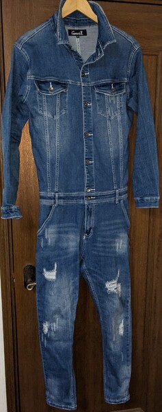 CavariA キャバリア デニム つなぎ ストレッチ ツナギ オールインワン ジャンプスーツ 上下セットアップ ダメージ加工 即決 送料込み