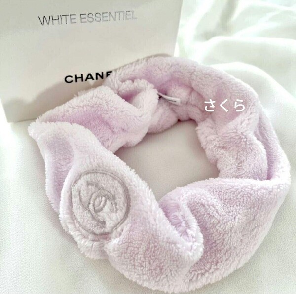 シャネル ノベルティ シュシュ ヘアバンド CHANEL ロゴ ヘアアクセ ベビーピンク 非売品 新品