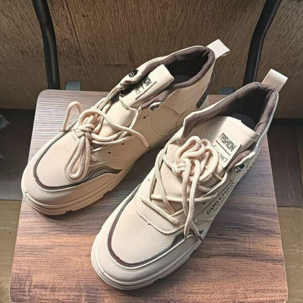 新品 25.5cm メンズ 男女兼用 ミドルカット シューズ 靴 ブラウン【2000-237-Z】