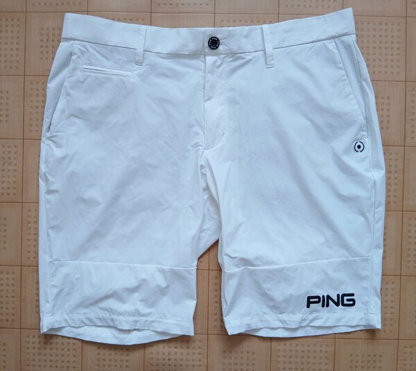 即決 PING GOLF ストレッチハーフパンツ LLサイズ 86㎝ ホワイト ピンゴルフ