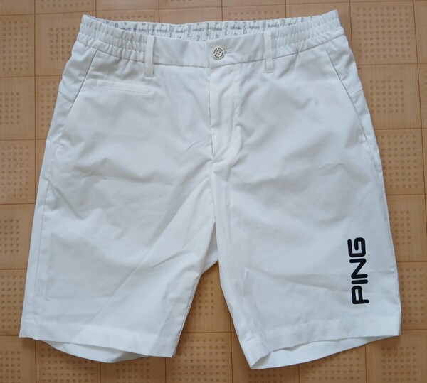 即決 PING GOLF ストレッチハーフパンツ Lサイズ 82㎝ ホワイト ピン ゴルフ