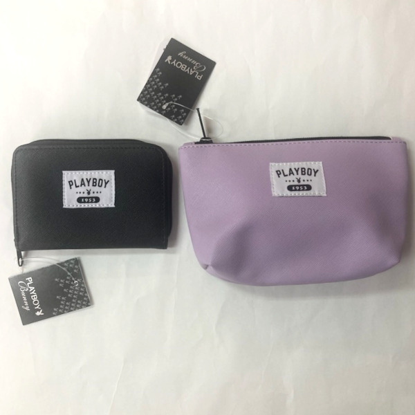 即決新品 プレイボーイ ポーチ 名刺入れ 2点セット 小銭入れ ラベンダー ブラック 送料無料 PLAY BOY