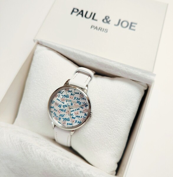 新品 未使用 PAUL & JOE ポールアンドジョー SUMMER サマー ねこ ネコ 猫 腕時計 レディース シルバー ホワイト 白 クォーツ 半額