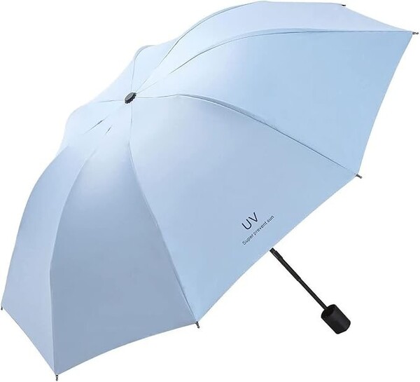 日傘 UVカット100%完全遮光 軽量 折りたたみ傘 100%紫外線遮光 携帯便利 晴雨兼用 8本骨 日焼け防止 超撥水(色:ライトブルー)