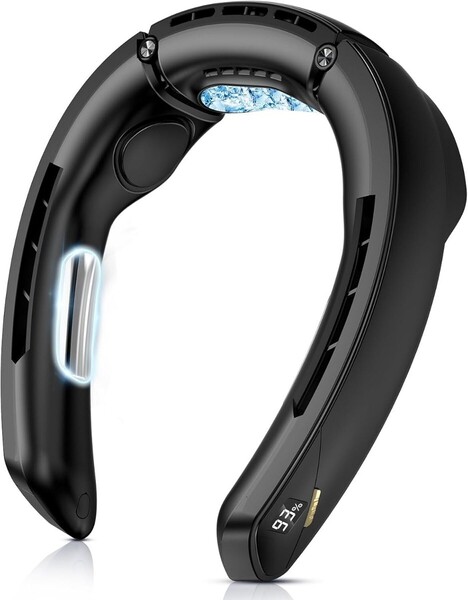 ネッククーラー 冷却プレート 首掛け扇風機 ネックファン 100段階風量調節 4000mAh大容量バッテリー 扇風機 羽なし 急速充電(ブラック)