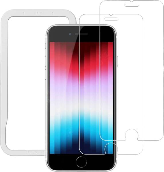 NIMASO ガラスフィルム iPhone SE3 用/iPhone SE2 用/iPhone 8 7 6 6s 用 液晶 保護 フィルム ガイド枠 SE 第2世代 第3世代 2枚セット