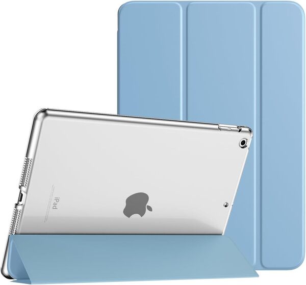 iPad 9世代 ケース TiMOVO 半透明 ハードカバー PUレーザー 開閉式 三つ折り スタンド マグネット