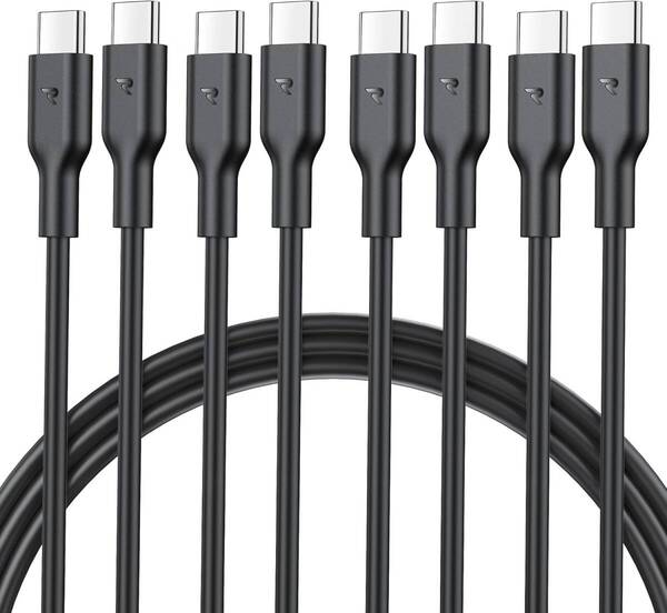 【4本セット】USB C ケーブル RAMPOW【1m×4本/ブラック PD対応 60W急速充電】USB-C & USB-C ケーブル データ転送 断線防止 映像出力不可
