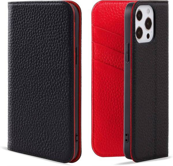 VISOUL iPhone 13 Pro ケース 手帳型 本革 レザー スマホケース カード収納 携帯ケース 全面保護 マグネット 横置きスタンド機能付