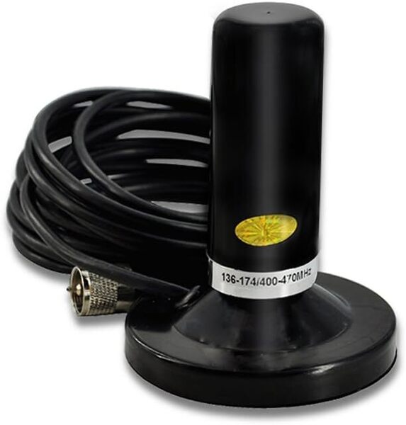 HH-N2RS モービル 用 車載 ショート アンテナ 極太 マグネット 基台 同軸ケーブル 5m VHF UHF144/430MHz 帯 無線 車 アマチュア (黒)