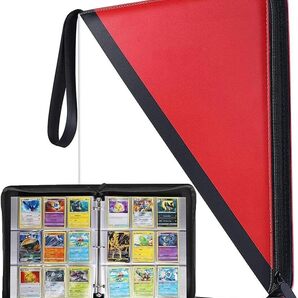 カードファイル 9ポケット トレカ ファイル 大容量 900枚収納可能 防水PU素材 カード収納 カードバインダー (白と赤, 9ポケット)