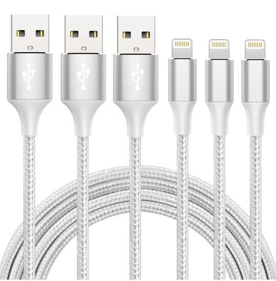 ▲iphone 充電 ケーブル【MFi認証】ライトニング 2M 3本セット 急速充電 iPhone iPad 各種対応 (シルバーグレー)
