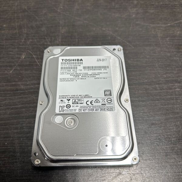 「06」TOSHIBA DT01ABA100V 1000GB/1TB 3.5インチ内蔵HDD 2017年製 フォーマット済み 正常品 使用6517時間(250516)