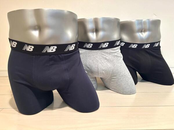 送料込み【新品】ニューバランス NB ボクサーパンツ 3枚セット XLサイズ ブラック×ブラック・ネイビー×ブラック・グレー×ブラック
