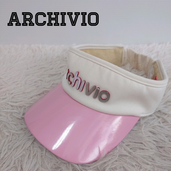 archivio アルチビオ 日本製 ゴルフウェア サンバイザー レディース ベージュ/ピンク