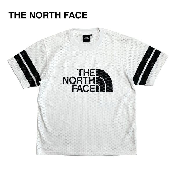 良品 THE NORTH FACE ノースフェイス ロゴ メッシュ フットボール Tシャツ 半袖 クルーネック カットソー 古着 パープルレーベル ナナミカ
