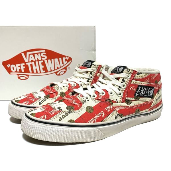 ☆良品 バンズ × シュプリーム 別注 ハーフキャブ キャンベルスープ キャンバス スニーカー US9 コラボ VANS Supreme スケハイ SK8