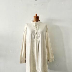 【美品】UNIVERSALTISSU シルクリネン バンドカラーシャツ UNIVERSALTISSU 生成り