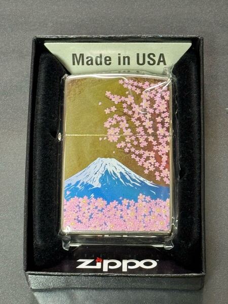 zippo 富士山 両面デザイン 日本 桜 波 2024年製 ケース 保証書