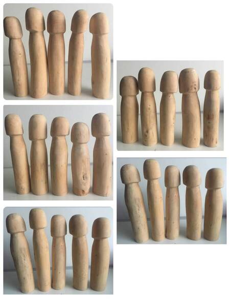 まとめ売り 木製 置物 25本セット ハンドメイド 置物 インテリア置物 約20〜27cm 子孫繁栄