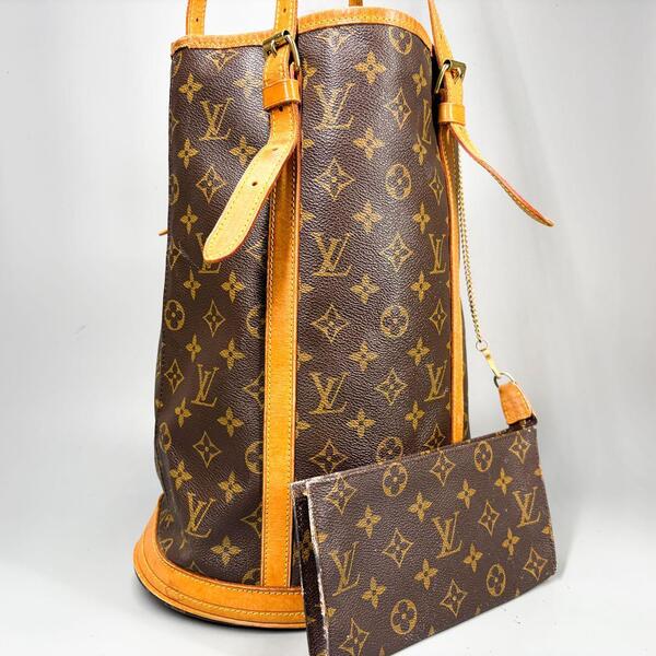 美品・人気モデル LOUIS VUITTON ルイヴィトン バケットGM モノグラム トートバッグ ショルダー PVC レザー ブラウン M42236