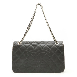 CHANEL シャネル マトラッセ ココマーク チェーンバッグ ショルダーバッグ シワ加工 PVC マット ダークグレー シルバー金具