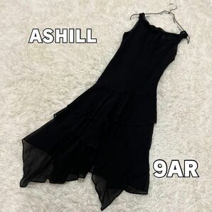 ASHILL ティアードドレス 9AR ブラック シアー ナイトドレス