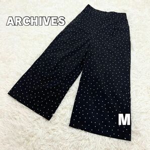 ARCHIVES ガウチョパンツ ブラック ドット柄 M ハイウエスト
