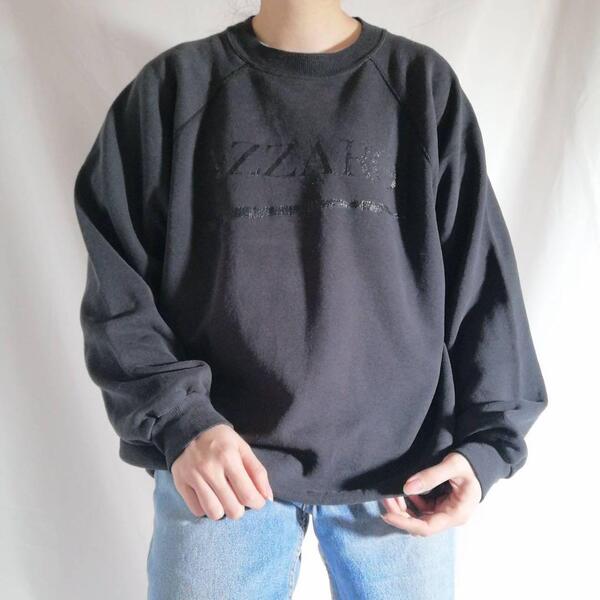 80年代 ヘインズ Hanes ラグランスウェット トレーナー AZZARO USA製 80s ヴィンテージ 古着 フェードブラック 墨黒 XL / 3084