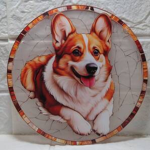 新品・サンキャッチャー・スマイル・コーギー犬・玄関扉のアクセント・窓際のサンキャッチャーに・100均の皿台を使って置物にしても