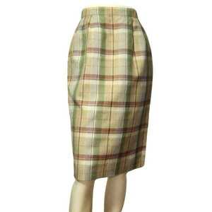 新品同様/バーバリー BURBERRY タイトスカート イタリア製地 表記 9号 М 相当 ベージュ レディース 春 秋 ボトムス 麻混 チェック 膝丈