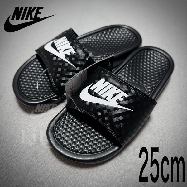 【新品未使用】NIKEサンダル 黒ダイヤ 25cm べナッシ ブラック 黒 343881 ナイキ BENASSI