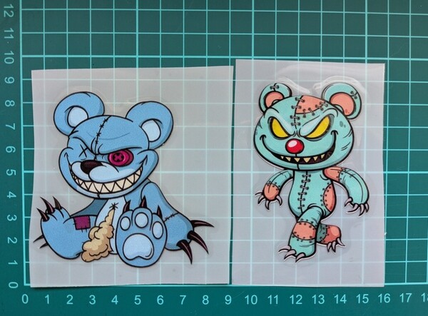 熊 動物 ぬいぐるみ ホラー 刺繍 縫い目 パソコン スケートボード ステッカー 転写シール 装飾 アクセサリー 防水
