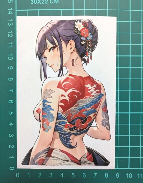 振り向き美人① タトゥー 刺青 着物 japanesegirl 日本 和風 防水ステッカー シール