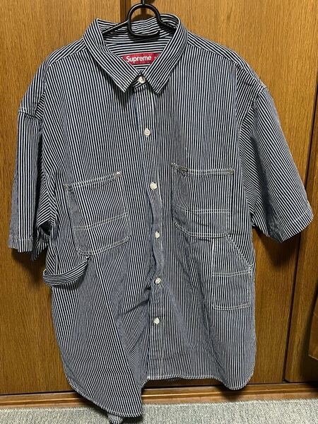 Supreme シュプリーム Loose Fit S/S Denim Painter Shirt ルーズフィット デニムペインターシャツ Stripe ストライプ XL