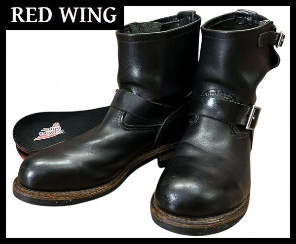 送料無料 希少 廃盤 USA製 RED WING レッドウィング 08年製 2976 スチールトゥ レザー ショート エンジニア ワーク ブーツ 黒 US10 28.0