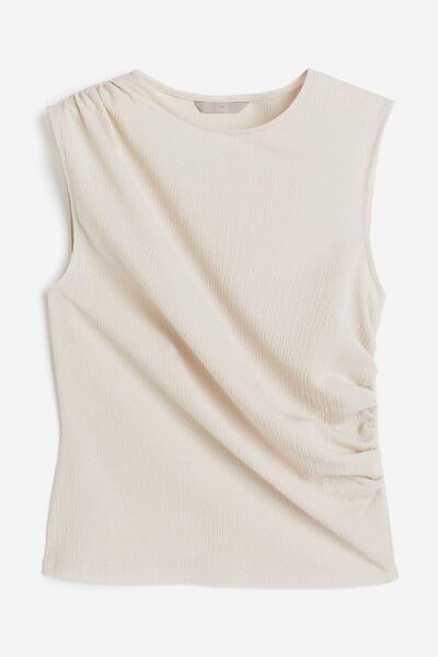 エイチアンドエム h&m タンクトップ ブラウス ノースリーブブラウス M ベージュ 無地 ノースリーブトップス ドレープタンクトップ 無地